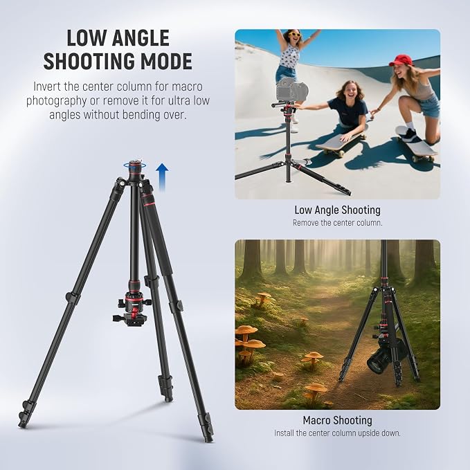 NEEWER Basics Camera Tripod Monopod, 360° Ball Head, Arca Type QR Plate
