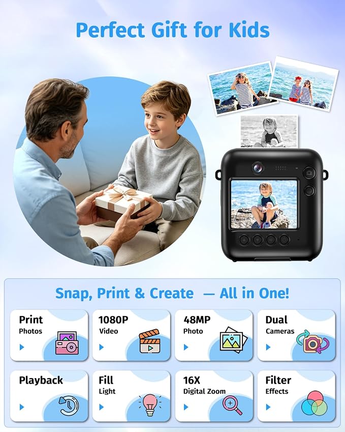 Instant Camera, 1080P Kids Camera