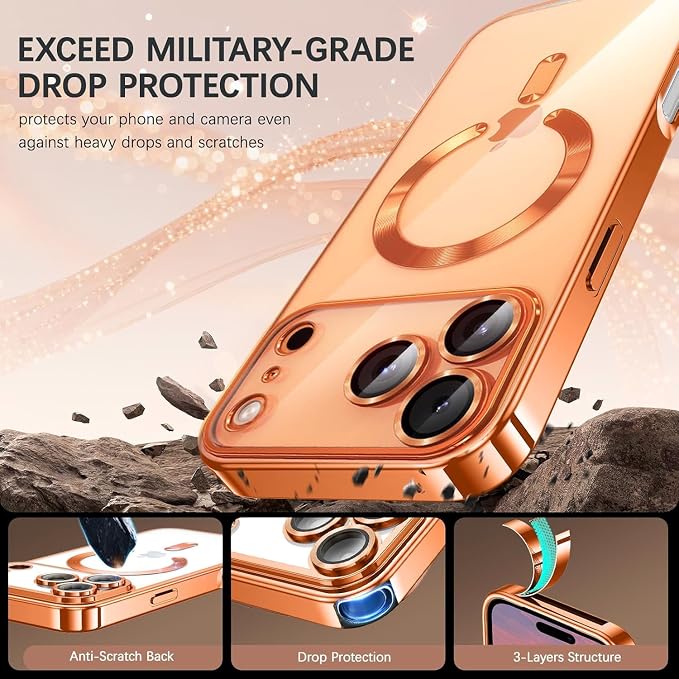 Magnetic Glossy Case for iPhone 17 Pro, iPhone 17Pro Phone Case Slim Clear