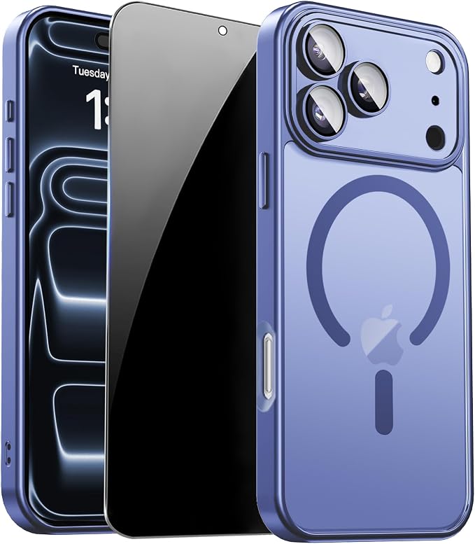 for iPhone 17 Pro Case with Privacy Screen Protector and Camera Protection