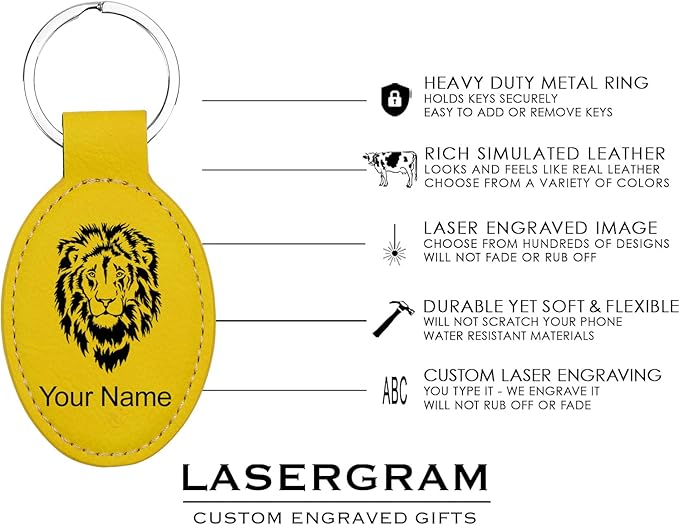 LaserGram Oval Keychain, Golfer Golfing, Personalized Engraving Included (Yellow)