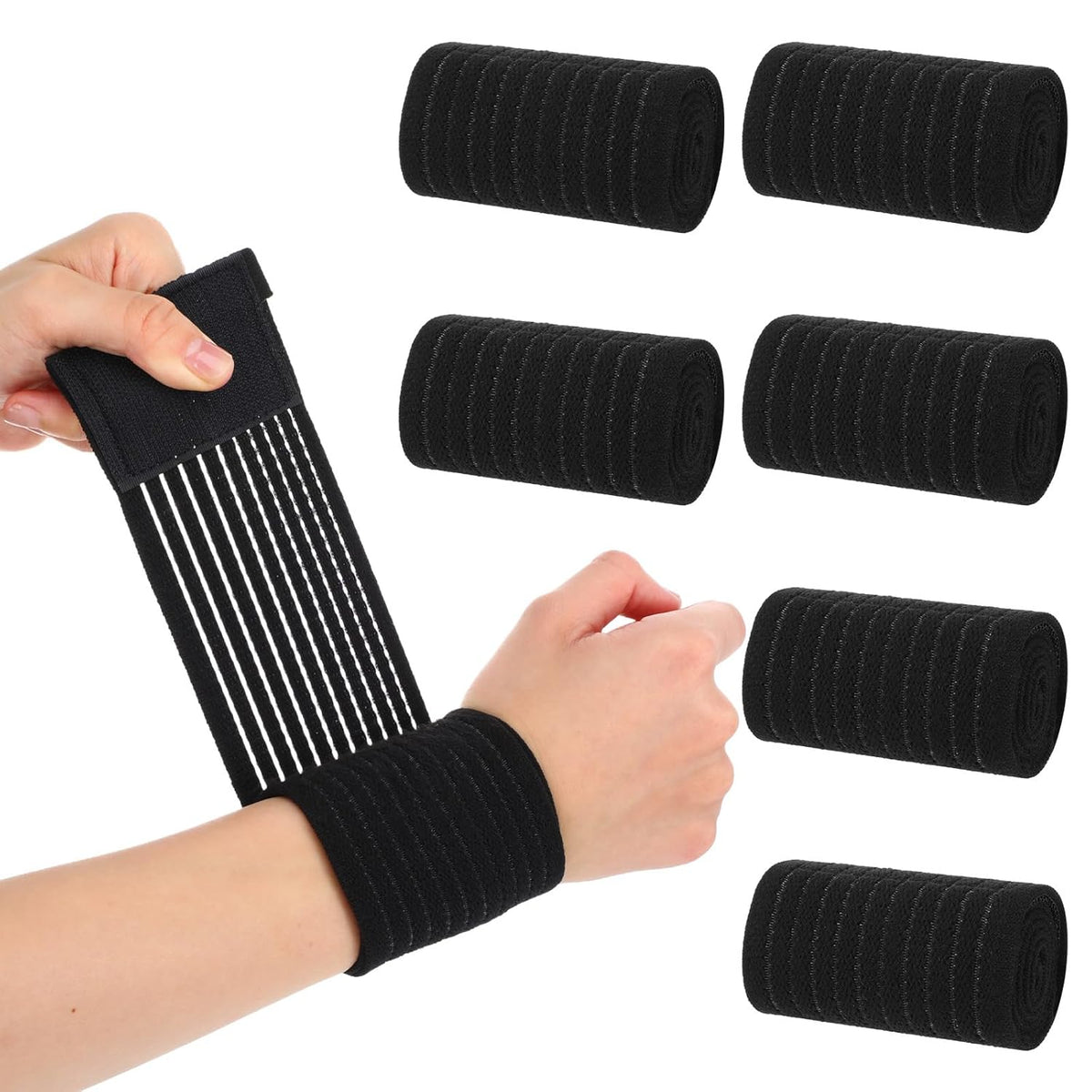 Skiennix High-Elastic Wrist Support Straps - Breathable Compression Wraps for Carpal Tunnel & Arthritis | 6 Pcs