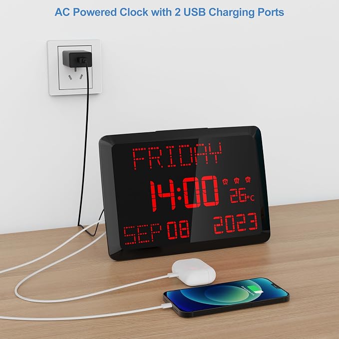 Raynic Digital Clock, 11.5" Large Display Digital Calendar Clock