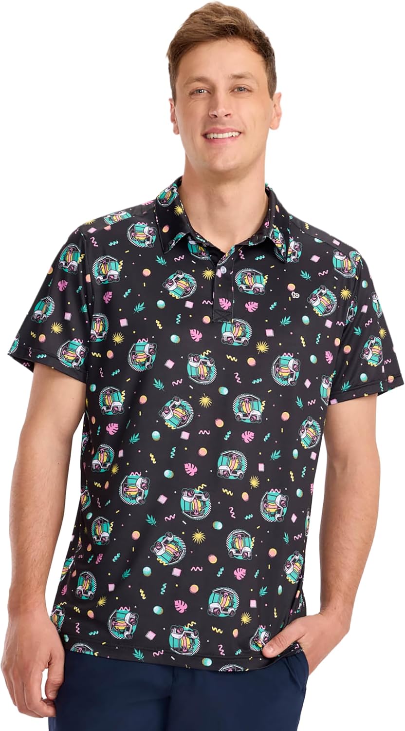 Tipsy Elves Men's Golf Polo - 4-Way Stretch, Quick Dry Performance Shirt - Athletic Fit