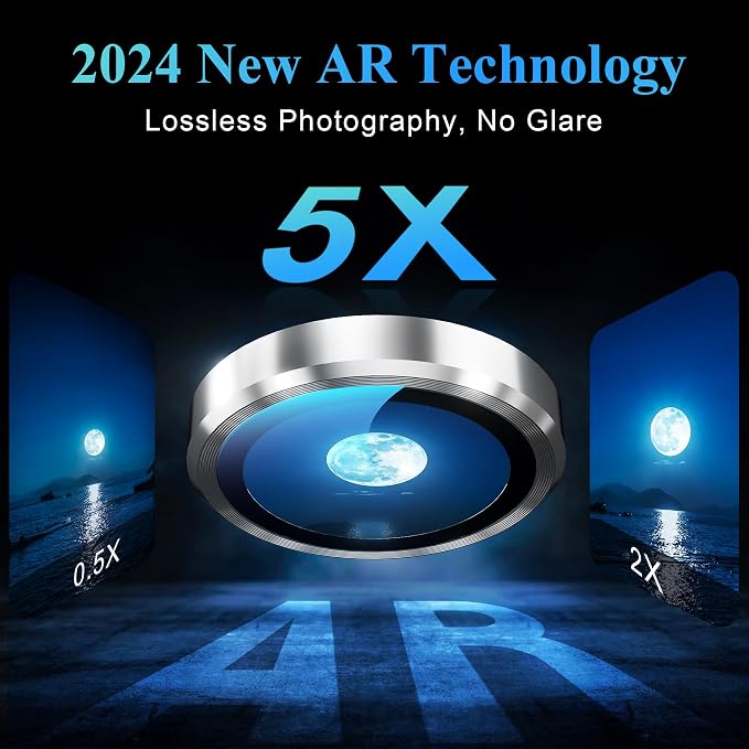 YWXTW Camera Lens Protector for iPhone 16 Pro/iPhone 16 Pro Max, Tempered Glass
