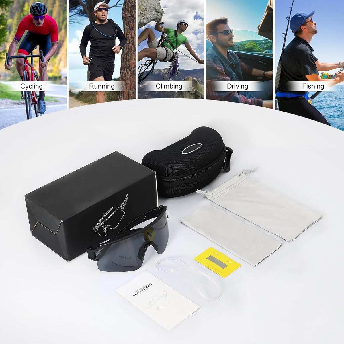 SPOSUNE Polarized Cycling Glasses - UV400 Protection Sports Sunglasses for Men & Women | Ideal for Running, Fishing, Riding