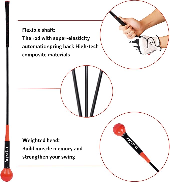 Golf Swing Trainer Aid - Power Flex Golf Swing Training aid for Strength and Tempo Golf Swing Speed Trainer Golf Training aid Golf Warm up Stick