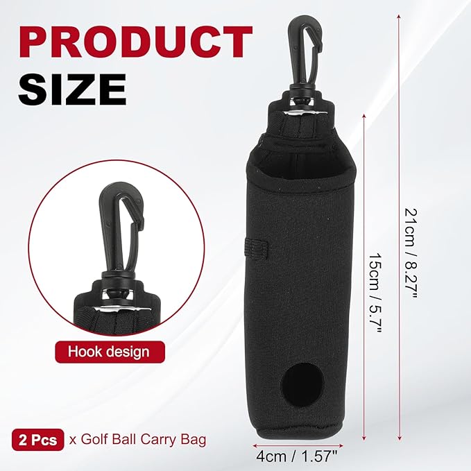 uxcell Golf Ball Carry Bag, Waist-Mounted Storage Bag Neoprene Golf Tee Holder Pouch with Lightweight Hook for Men and Women