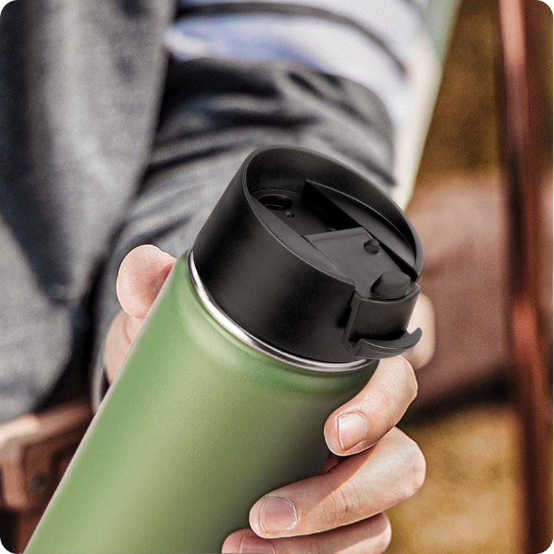 Prurex Replacement Flip Lid for Hydro Flask Wide Mouth, Water Bottles Accessories for 12-64 oz 2.28" Wide Mouth Sport Bottles(Black 2 Pack）