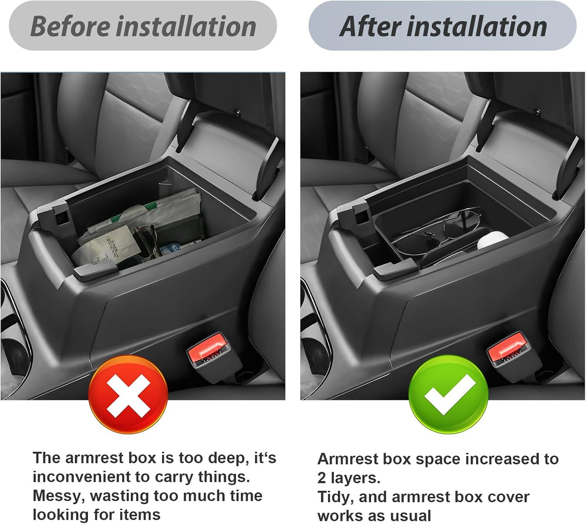 SKTU 2-Pack for 2023-2025 2026 Chevy Colorado/GMC Canyon Center Console Organizer for 2023-2026 Chevy Colorado/GMC Canyon Console Tray 2023 2024 2025 2026 Colorado Canyon Accessories Double Layers