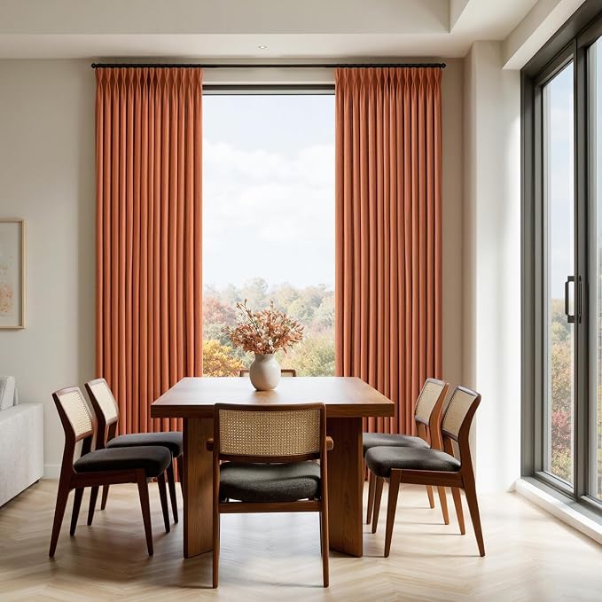 Memory Trained Pinch Pleated Curtains 108 Inches Long, Viral Linen Pinch Pleat