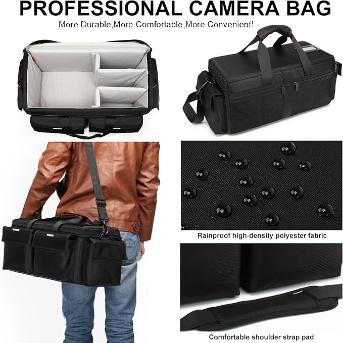 Large Camera Bag, Pressure proof &Waterproof DSLR SLR Mirrorless Gadget bag