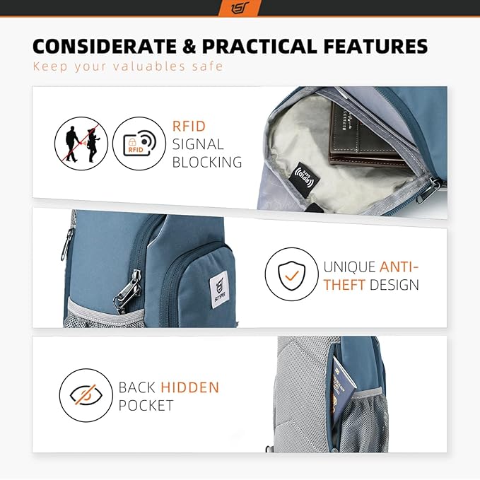 SKYSPER Sling Bag RFID Crossbody Sling Backpack Cross Body Shoulder Bag Travel