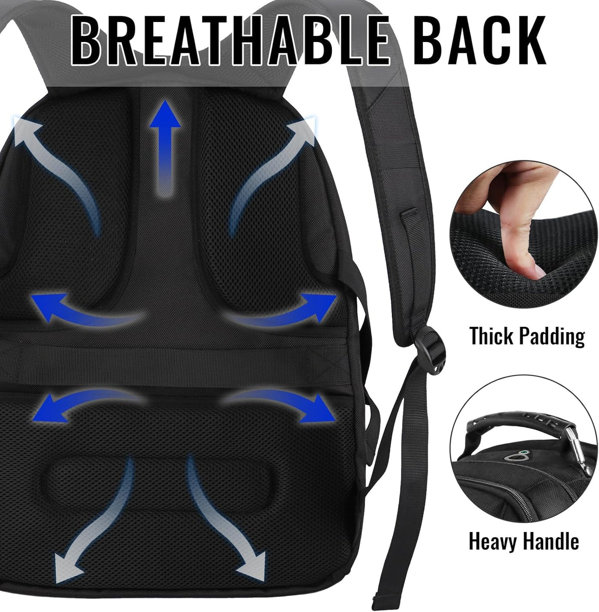 YOREPEK Large Laptop Backpack - Water Resistant Travel Bag for 17 Inch Computers | Black
