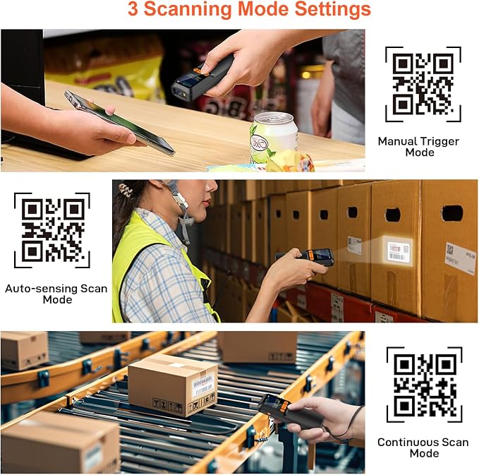 KUIIYER Mini Bluetooth Barcode Scanner, Wireless 2D QR 1D Bar Code Scanners