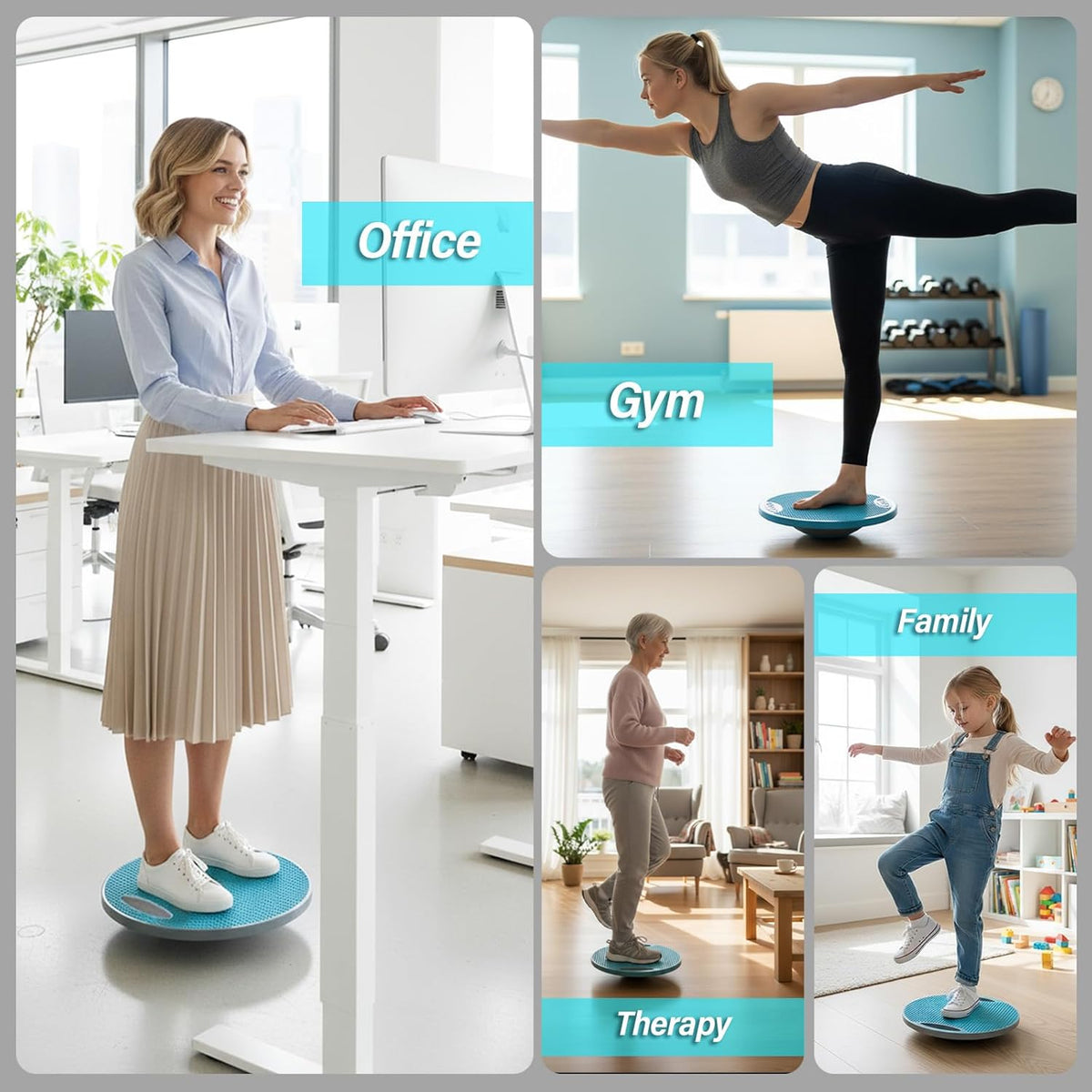 Upgraded Wobble Balance Board - Non-Slip Core Trainer for Physical Therapy & Gym | 16.3” Stability Board
