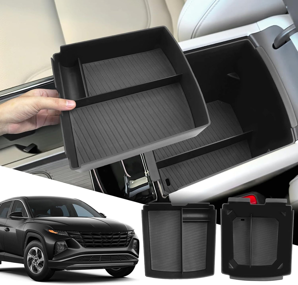 SXCY 2PCS for 2025 2026 Hyundai Tucson Center Console Organizer 2-Layer