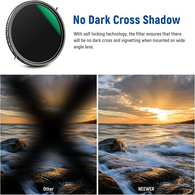 NEEWER 2 in 1 43mm Variable ND Filter ND2–ND32&CPL Filter No X Cross/30 Layer