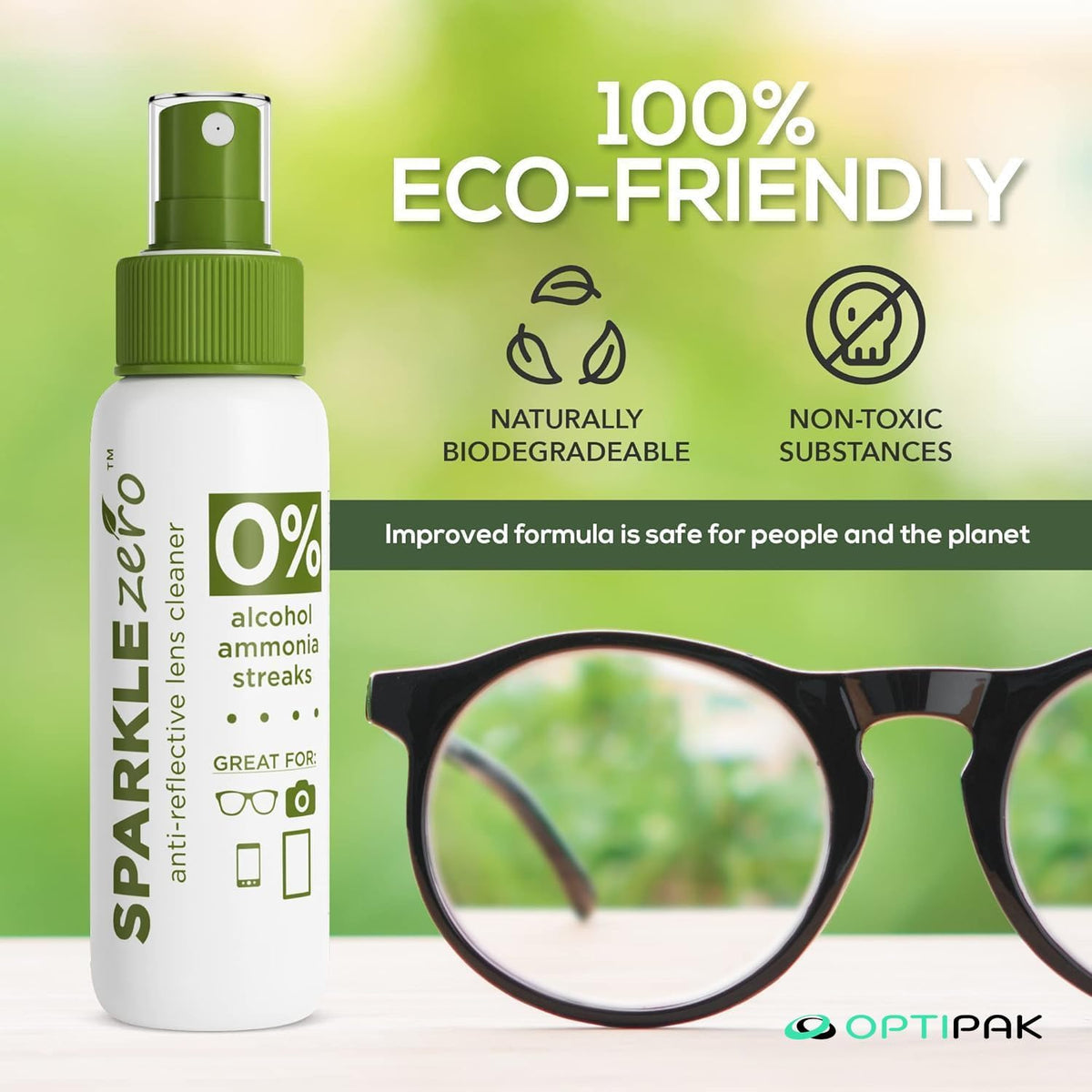 Sparkle Anti-Reflective Eco Friendly Lens Cleaner Spray Kit |(2x) 4oz + (2x) 1oz Glasses Cleaner Bottle + (4x) Microfiber Cloth for Eyeglasses, Lenses, Screens and Sunglasses Cleaning Kit(8 Piece Set)