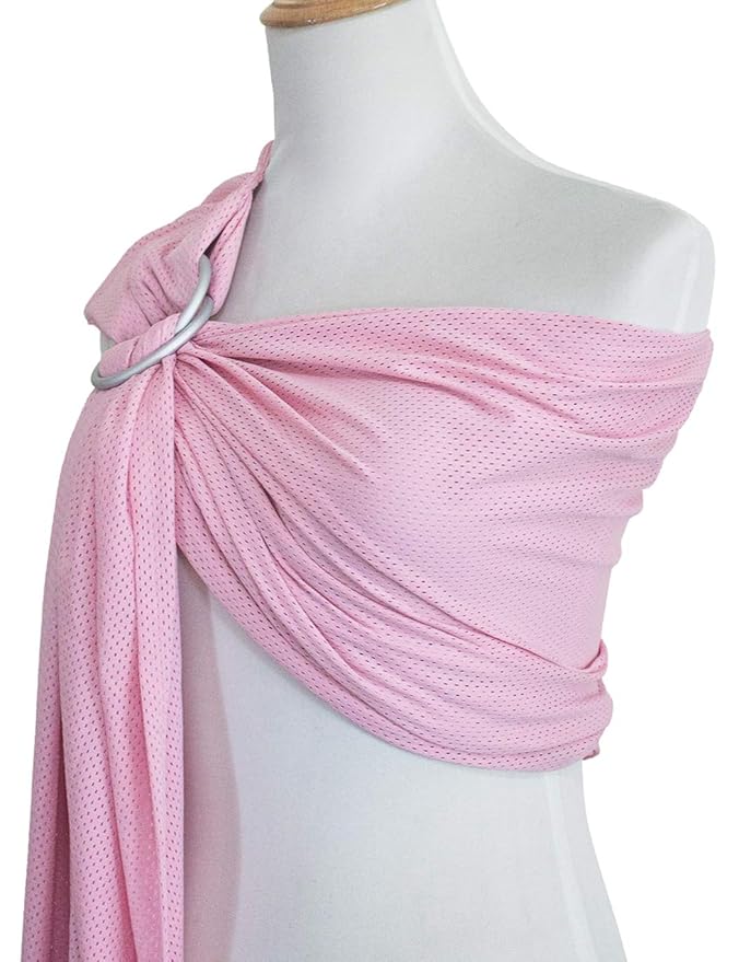 Baby Water Ring Sling Carrier | Lightweight Breathable Mesh Baby Wrap for Infant, Newborn, Kids and Toddlers | Perfect for Summer, Swimming, Pool, Beach | Great for Dad Too Pink