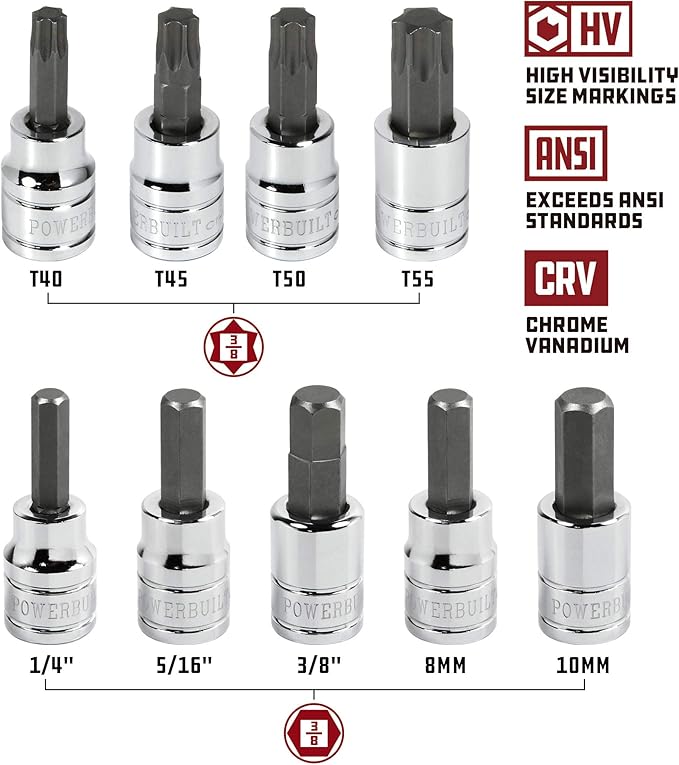 Powerbuilt 642453 152 Piece 1/4-inch, 3/8-inch, and 1/2-inch Drive Mechanics Tool- with SAE and Metric Socket Set, 72 Tooth Seal-Head Ratchet, Automotive Tool Kit, including Case