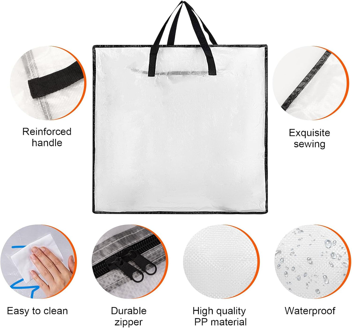 3-Pack 25-Inch Wreath Organizers for Christmas and Holiday Storage | Three clear storage bags hold wreaths and seasonal decor with reinforced handles, sturdy zippers and foldable design.