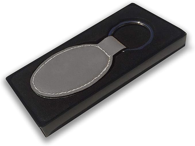LaserGram Oval Keychain, Golf Ball, Personalized Engraving Included (Gray)