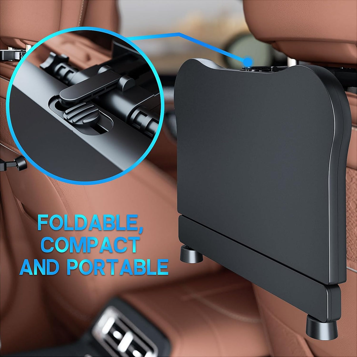 Car Seat Tray, Car Back Seat Tray Table for Kids, Foldable Travel Tray for Rear Passenger Seat, Car Food Trays for Eating, Car Desk for Laptop Working on the Road with Non-Slip Mat