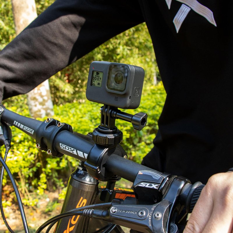 Sametop Handlebar Bike Pole Mount Motorcycle Clamp Mount Compatible with GoPro Hero 13 12 11 10 9 8 7 6 5 Session DJI Action Cameras - 360 Degree Rotation