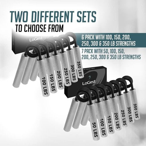 **Skiennix Heavy-Duty Hand Grip Strengthener Set - 7 Levels 50LB-350LB | No Slip Design for Home Gym**