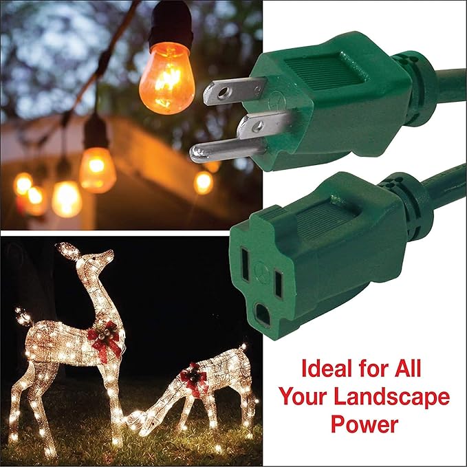 Clear Power 16 Gauge 3Prong Cords (16/3-3 Prong Grounded Plug, Green, 6 ft)