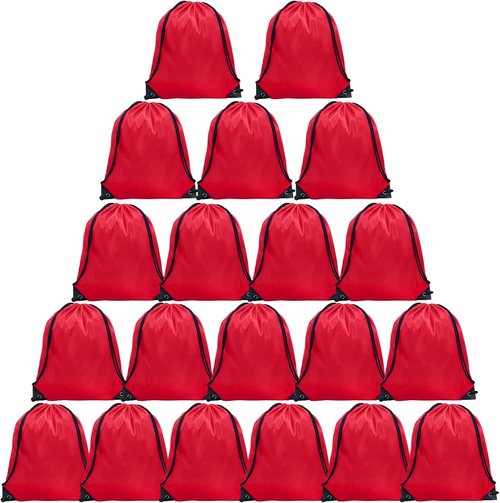 GoodtoU Drawstring Backpack - 20 Pcs Cinch Bags for Gym & Travel | Red Sackpack for Men & Women