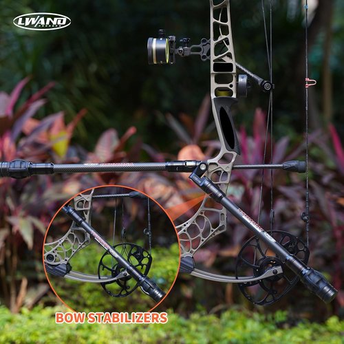 LWANO Archery Compound Bow Stabilizer - Adjustable Vibration Reduction Bar | 6-12 Inch, Lightweight Carbon Fiber