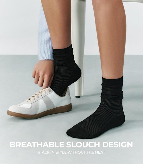 FITRELL Women's Bamboo Rayon Dress Socks - Thin, Breathable Calf Crew | 5 Pairs for Casual Wear