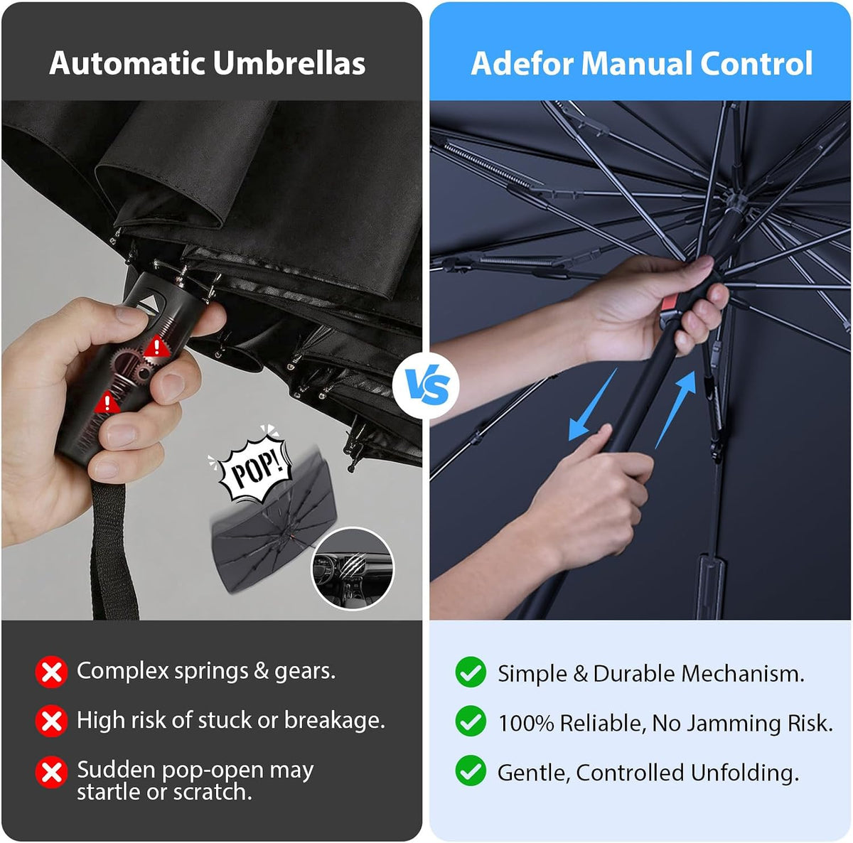 for Ford F150/250/350/450 Windshield Sun Shade Umbrella [10-Rib Anti-Sagging, 100% Full Cab UV Block] Custom Fit Foldable Sunshade with Fast Storage Bag, for Ford F150/250/350/450 (2015-2025)
