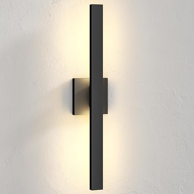 LamQee 23.6 Inch Aluminum Long Outdoor Modern LED Wall Light 3000K 1300LM, Slim Linear Exterior Lighting Fixtures Wall Mount, Waterproof Black Outside Sconce for House Porch Patio Garage Door Yard