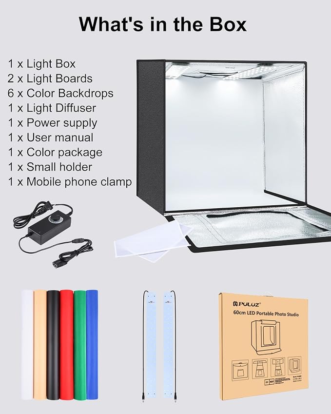 PULUZ Light Box Photography, 24x24 inch Large Photo Light Box