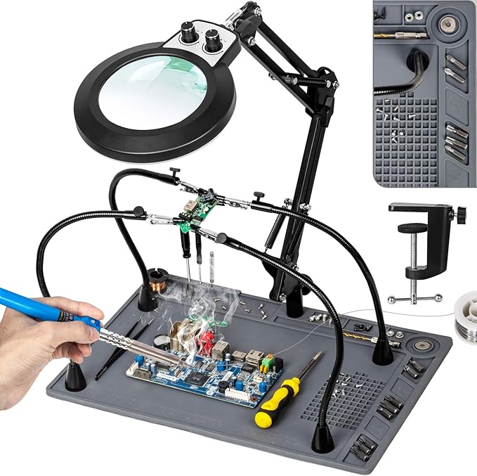 Helping Hands Soldering Station, 10X Magnifying Glass