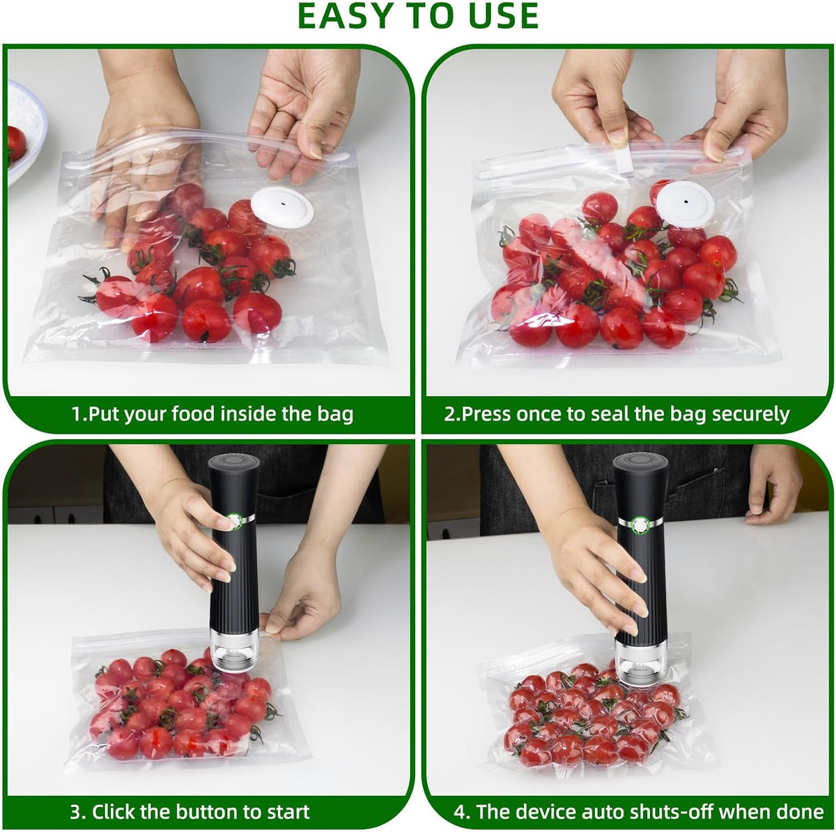 Skiennix Vacuum Sealer - Handheld Compact Food Saver with 30 Reusable Bags for 10X Freshness