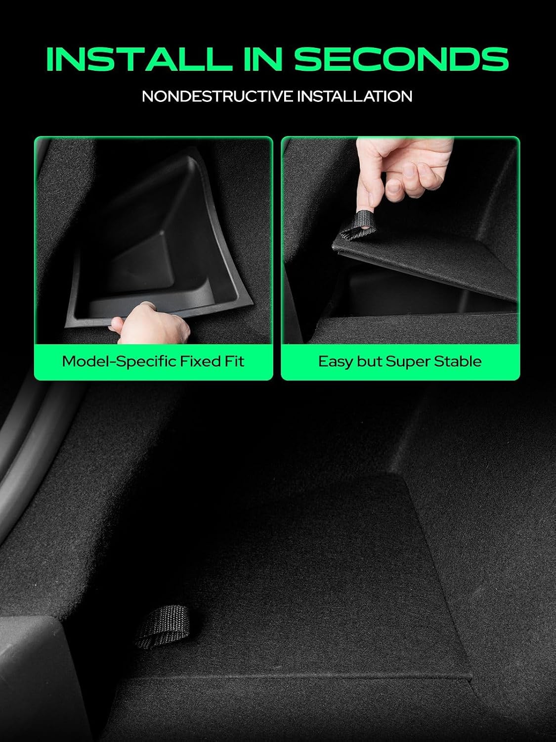 YHTAUTO Rear Trunk Side Organizer Storage Box w/Lids for Tesla 3 2021-2023