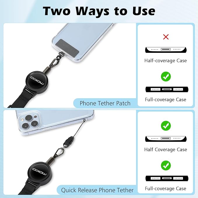 MoKo Anti-theft Phone Tether, Phone Lanyard & Keychain Retractable Steel Line