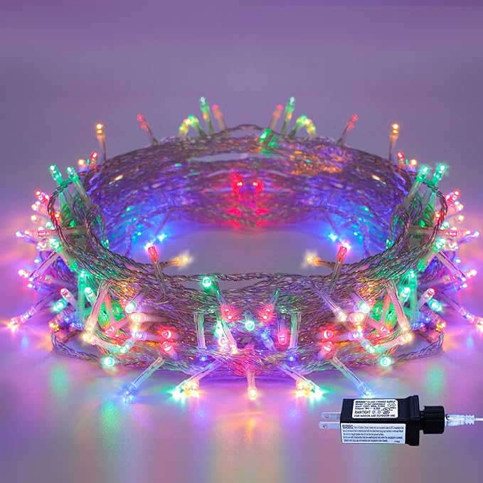 String Lights Multicolor - 220 LEDs 25m/82ft 8 Modes End-to-End Plug in Indoor/Outdoor Waterproof Decorative Fairy Twinkle Rainbow Christmas Tree Lights for Xmas/Patio/Room/Home/New Year - Colorful