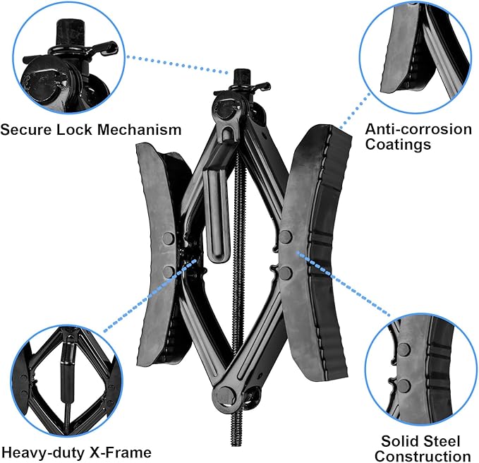 RV Wheel Chock Stabilizer X-Shaped, Adjustable 3.5-12 Inch Heavy Duty Wheel Stabilizer Lock for Travel Trailer, Camper & RV, Includes Wrench, Socket & Tools for Trailer Stabilizing