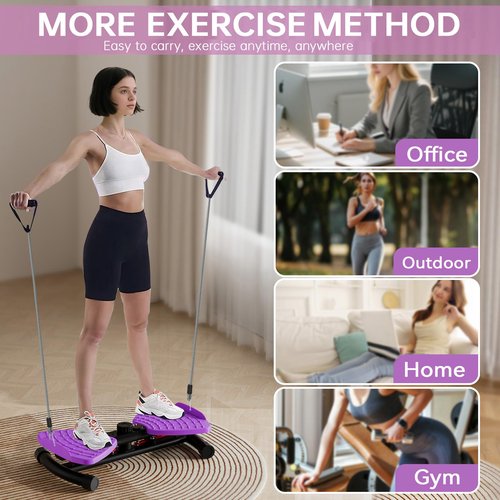 (440 lbs Weight Capacity) Waist Twister, Waist Twister Machine Exercise Fitness Tool, Twist Machine for Slim Waist and Core, with Smart LED Digital Display, 20dB Ultra-Quiet for Women Men (Purple)