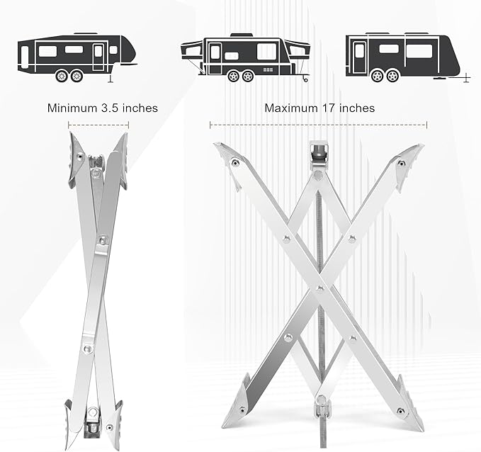 RV Stabilizer Wheel Chock XL Fit 3.5” to 17” Camper Wheel Chock Stabilizer Scissor with Accessories Pair for Travel Trailer, Heavy Duty Tire Wheel Chock Scissor Large Locking X Chock, 2Pack
