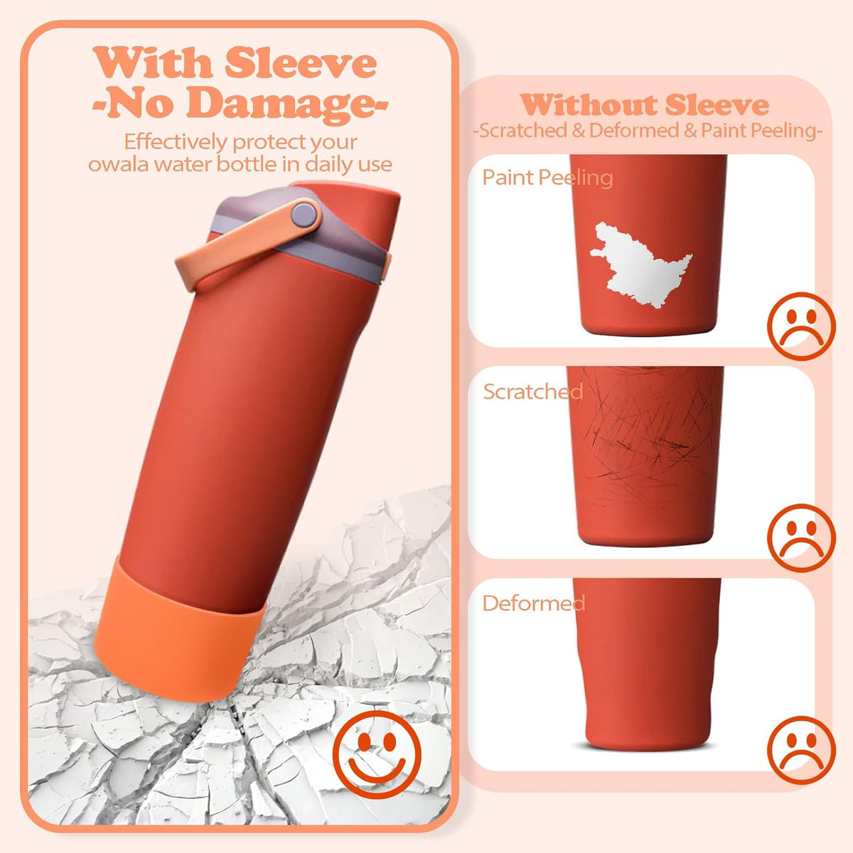 Owala Silicone Boot - Non-Slip, Scratch-Resistant Stability Enhancer for 30oz & 40oz Bottles | Terracotta Sunset