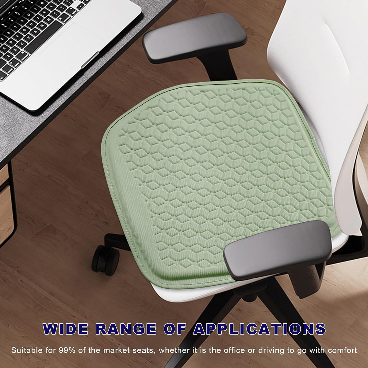 Gel Car Seat Cushion, Non-Slip Front Seat Bottom Cushion Pad, Green