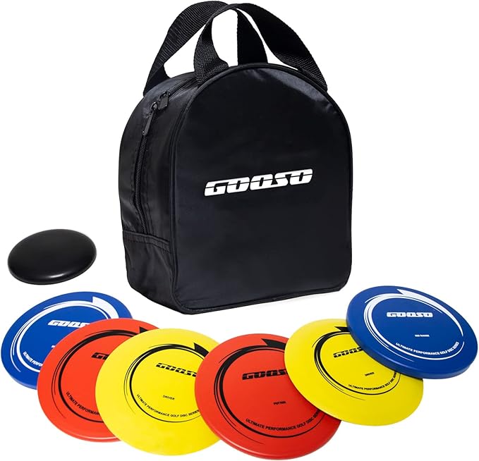 Disc Golf Set - Driver, Mid-Range and Putter Discs with Disc Golf Bag for Outdoor and Backyard, Comfortable Plastic, 6 Pack