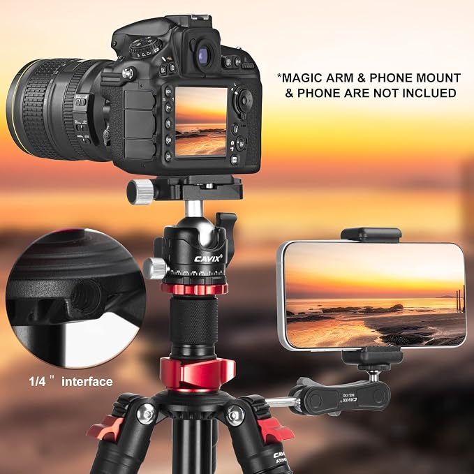 CAVIX 79" Camera Tripod, 2-in-1 Aluminum Alloy Tripod