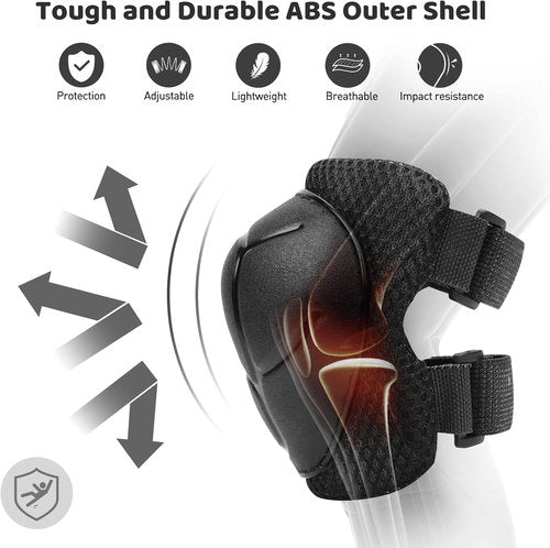 KUYOU Kids Protective Gear Set - Knee & Elbow Pads for Roller Skating, Cycling, BMX, and Scooters